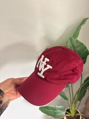 Maroon Baseball Cap with White NY Embroidery
